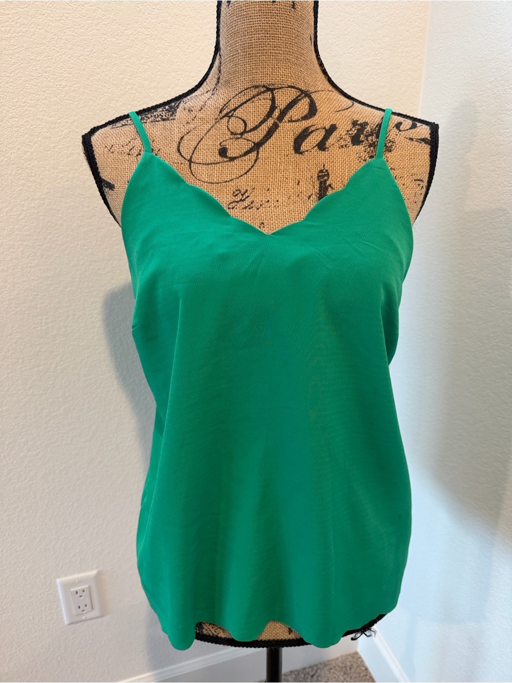 Halogen Green Scalloped V-Neck Camisole